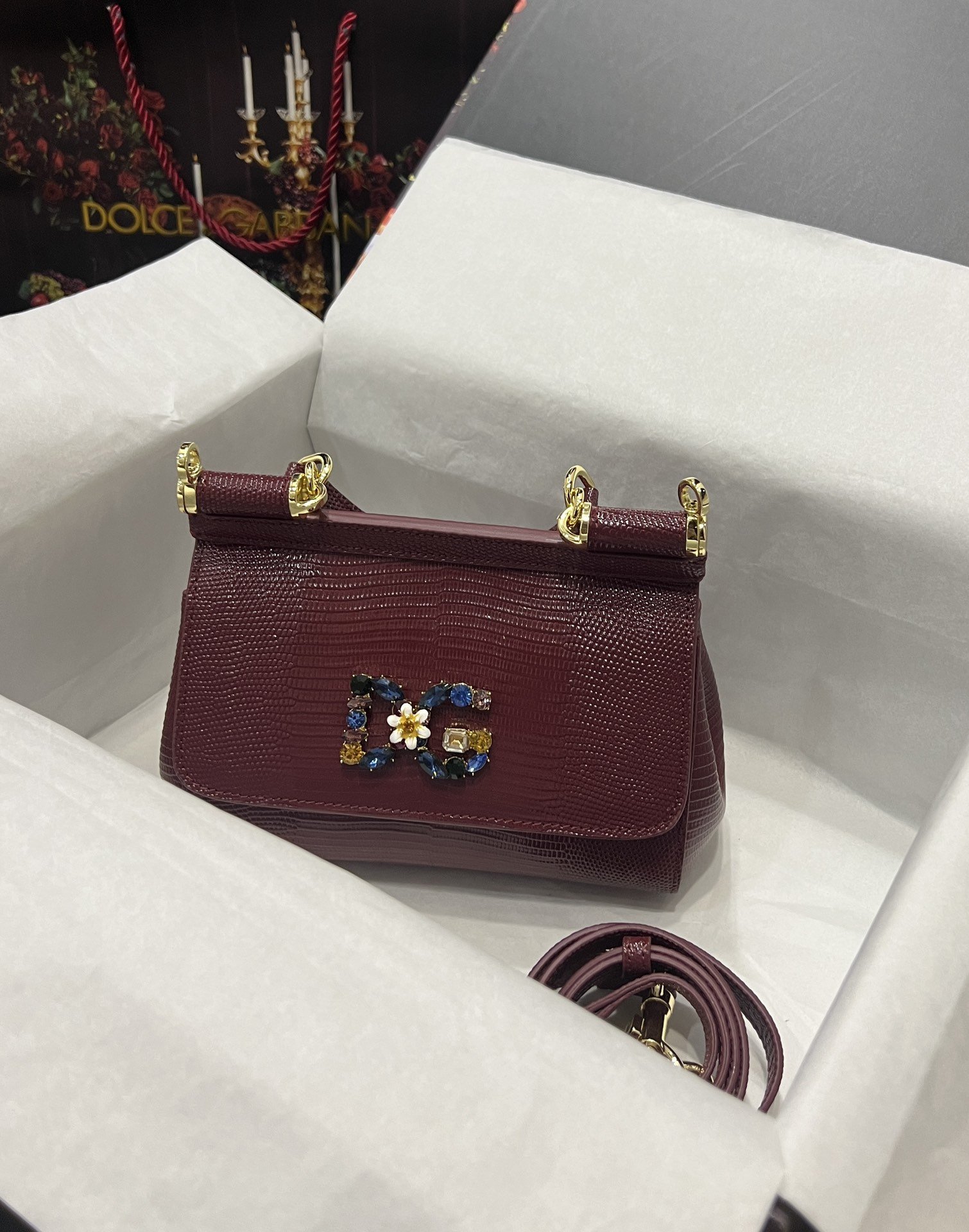 Dolce & Gabbana 25 DG Logo Sicily Bag in Lizard Pattern Cowhide - Image 3