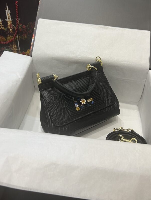 Dolce & Gabbana 25 DG Logo Sicily Bag in Lizard Pattern Cowhide