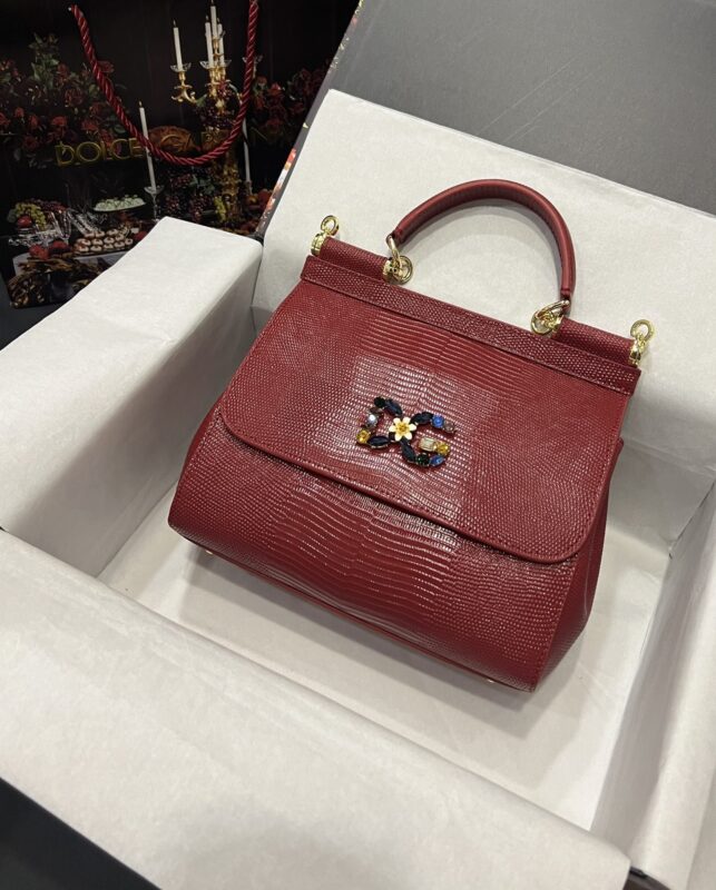 Dolce & Gabbana 25 DG Logo Sicily Bag in Lizard Pattern Cowhide