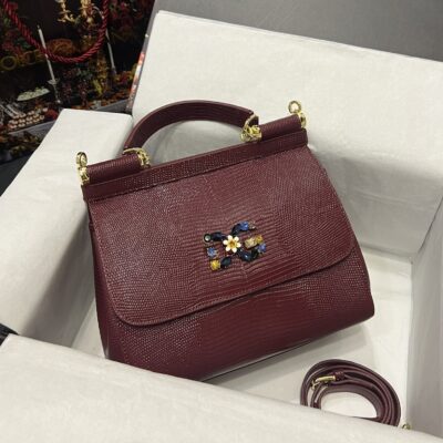 Dolce & Gabbana 25 DG Logo Sicily Bag in Lizard Pattern Cowhide