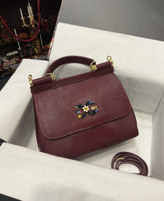 Dolce & Gabbana 25 DG Logo Sicily Bag in Lizard Pattern Cowhide