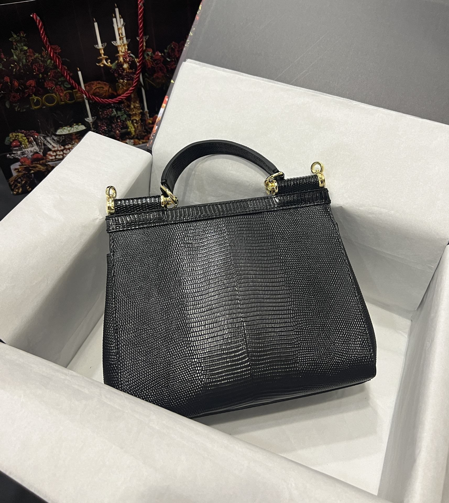 Dolce & Gabbana 25 DG Logo Sicily Bag in Lizard Pattern Cowhide - Image 8