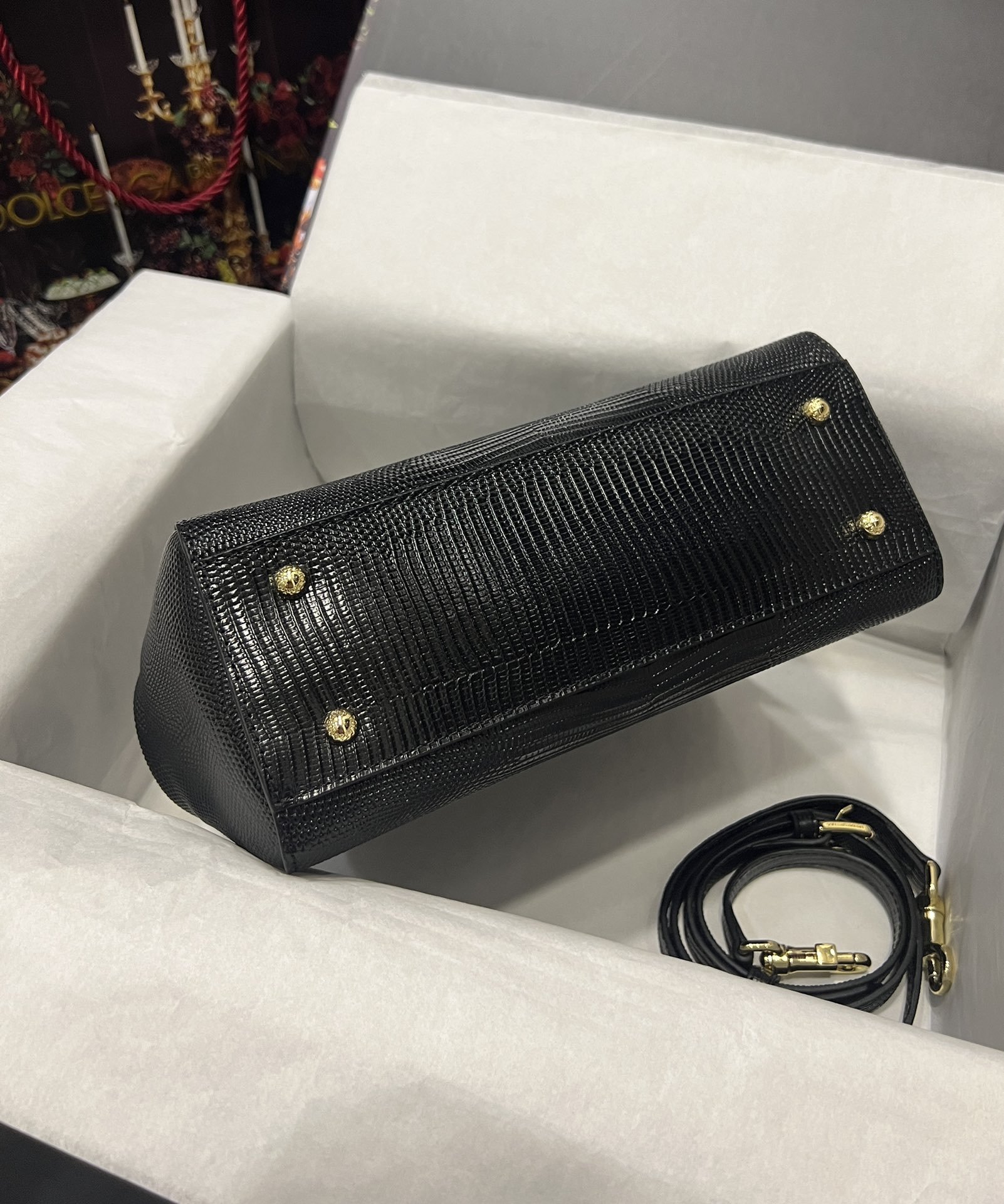 Dolce & Gabbana 25 DG Logo Sicily Bag in Lizard Pattern Cowhide - Image 5