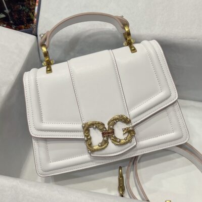 Dolce & Gabbana 27 DG Amore Bag in White Calfskin