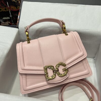 Dolce & Gabbana 27 DG Amore Bag in Pink Calfskin