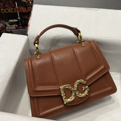 Dolce & Gabbana 27 DG Amore Bag in Brown Calfskin