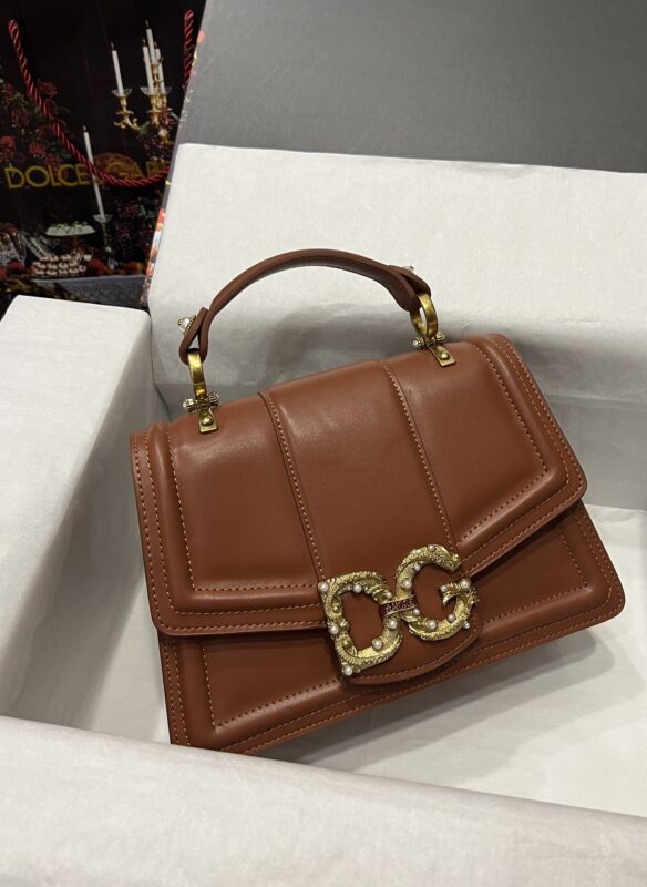 Dolce & Gabbana 27 DG Amore Bag in Brown Calfskin