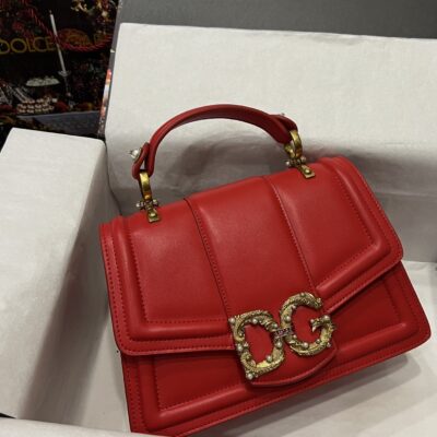 Dolce & Gabbana 27 DG Amore Bag in Red Calfskin