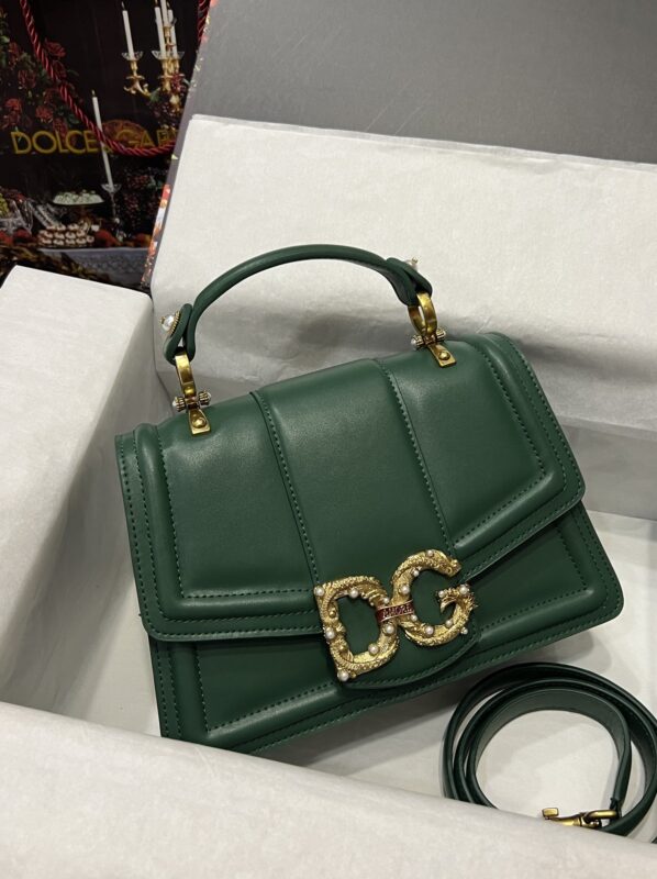 Dolce & Gabbana 27 DG Amore Bag in Green Calfskin