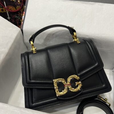 Dolce & Gabbana 27 DG Amore Bag in Black Calfskin