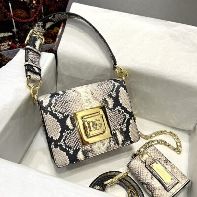 Dolce & Gabbana Mini Underarm Bag in Snake Pattern Leather
