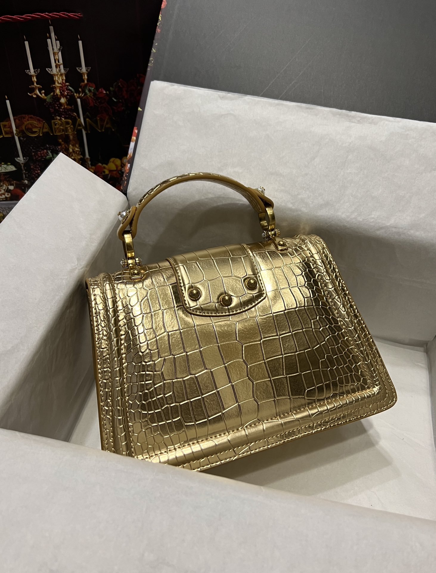 Dolce & Gabbana 27 Amore Bag in Crocodile Pattern - Image 2