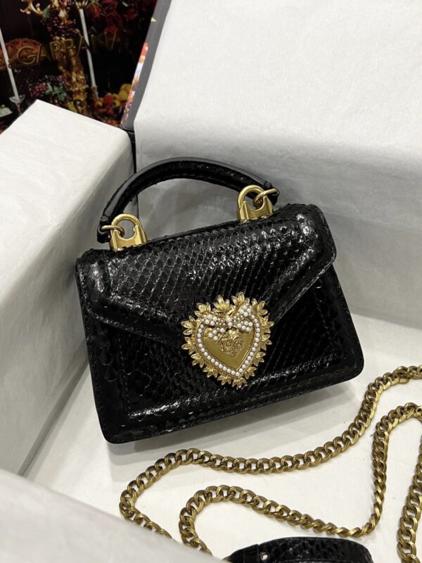 Dolce & Gabbana Buckle Heart Handbag in Real Snakeskin
