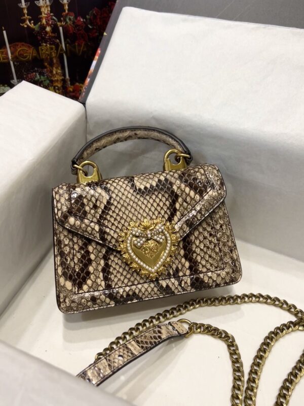 Dolce & Gabbana Heart Buckle Handbag in Real Snakeskin