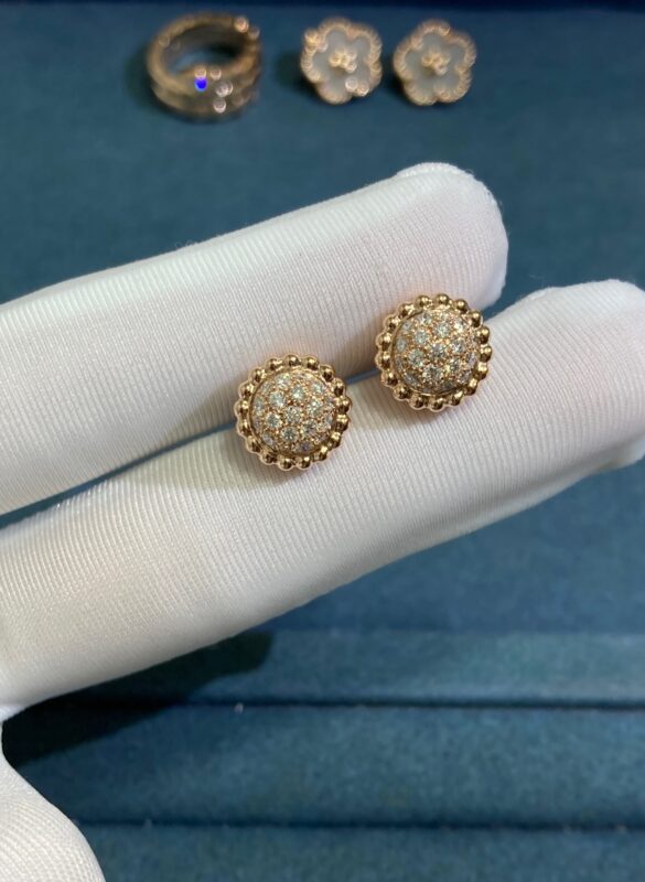 Full Diamond Bouquet Stud Earrings, Rose Gold