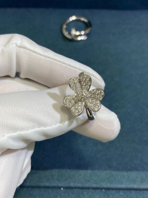 Clover Full Diamond Ring, White Gold
