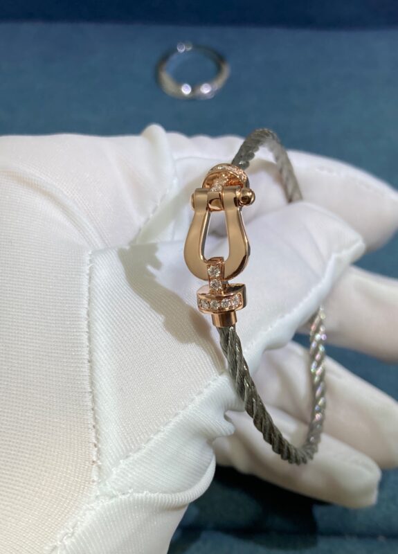 Force 10 Medium Diamond Horseshoe Clasp Bracelet, Rose Gold