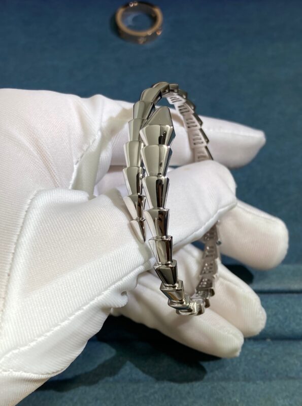 Bvlgary Narrow Snake Bracelet Without Diamonds, White Gold