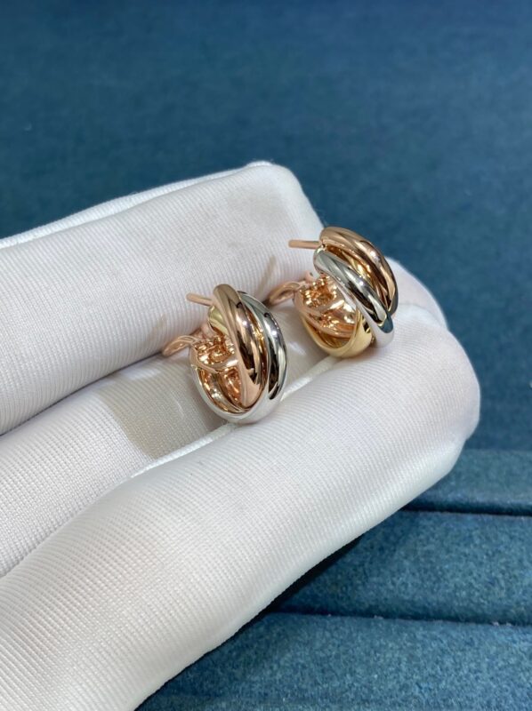 Large Tri-color Earrings, Rose Gold+Gold+White Gold