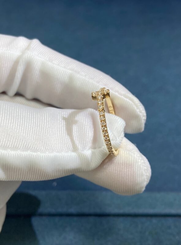 Ultra Narrow Bezel T1 All Over Diamond Ring, Yellow Gold