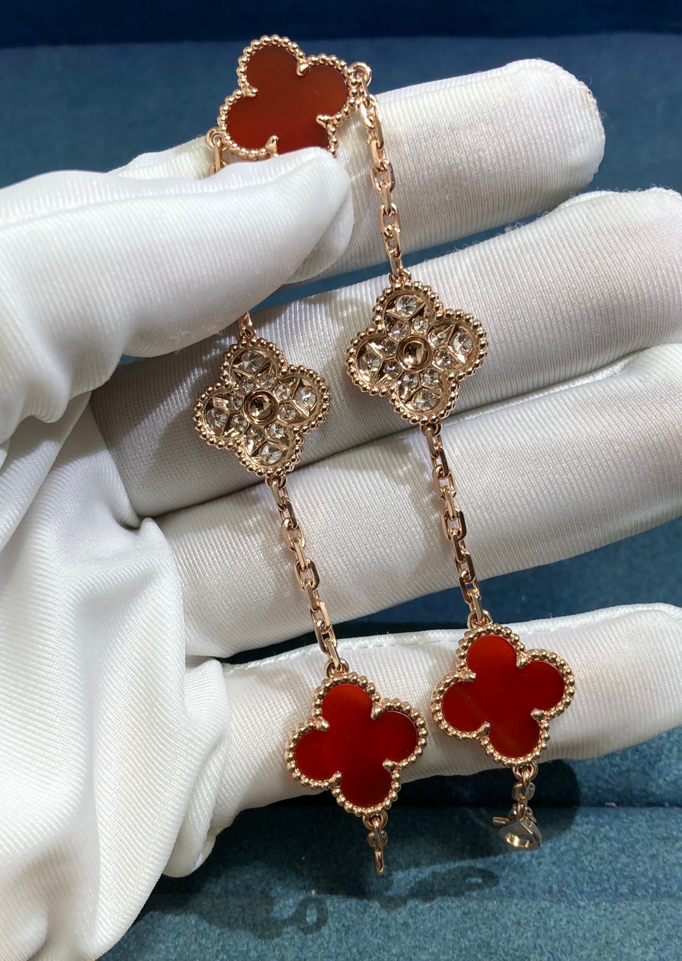 Cartier Carnelian Clover Bracelet with Diamonds and Carnelian