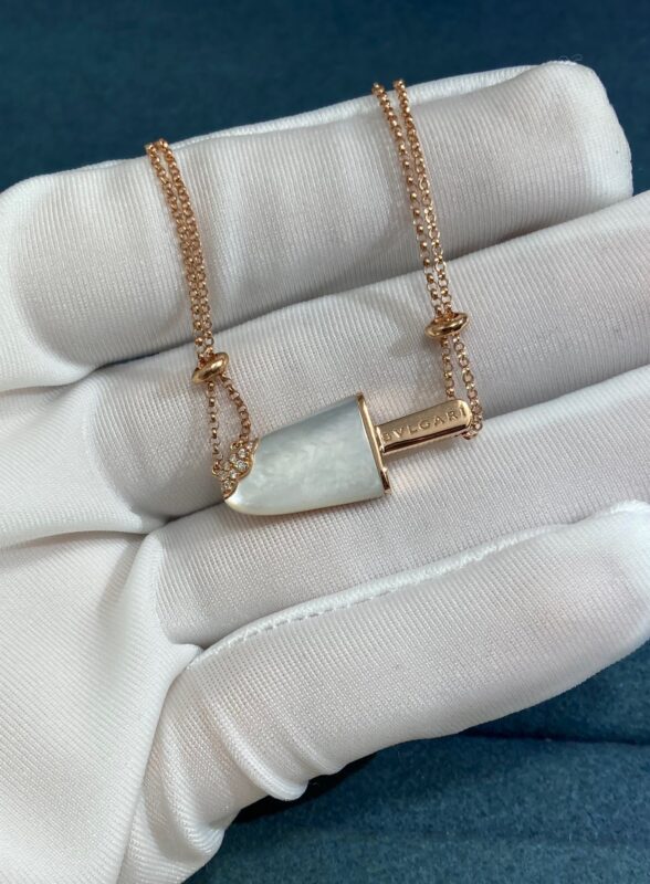 Bvlgary White Shell Ice Cream Necklace, Rose Gold