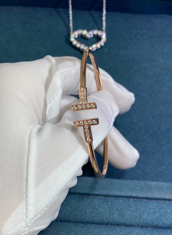 Tiffany Double T Diamond Bracelet, Rose Gold