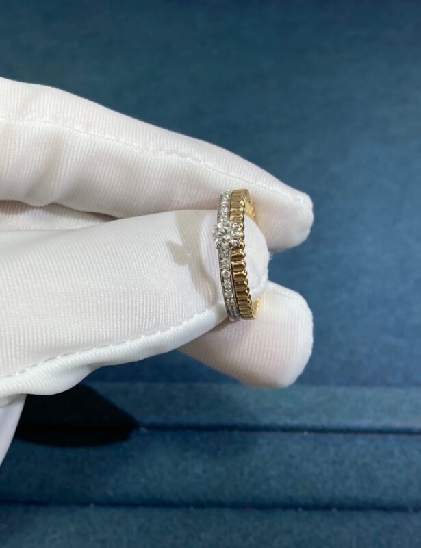 Boucheron Center Diamond Ring, White Gold + Yellow Gold