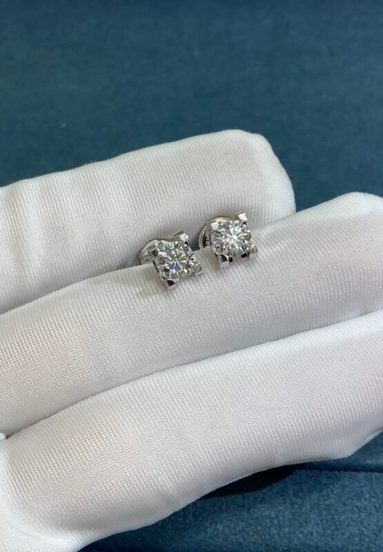 Cartier Bull Head Stud Earrings, White Gold