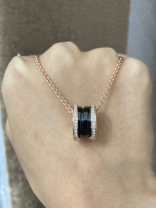 Bvlgary Black Ceramic Spring Necklace, Rose Gold