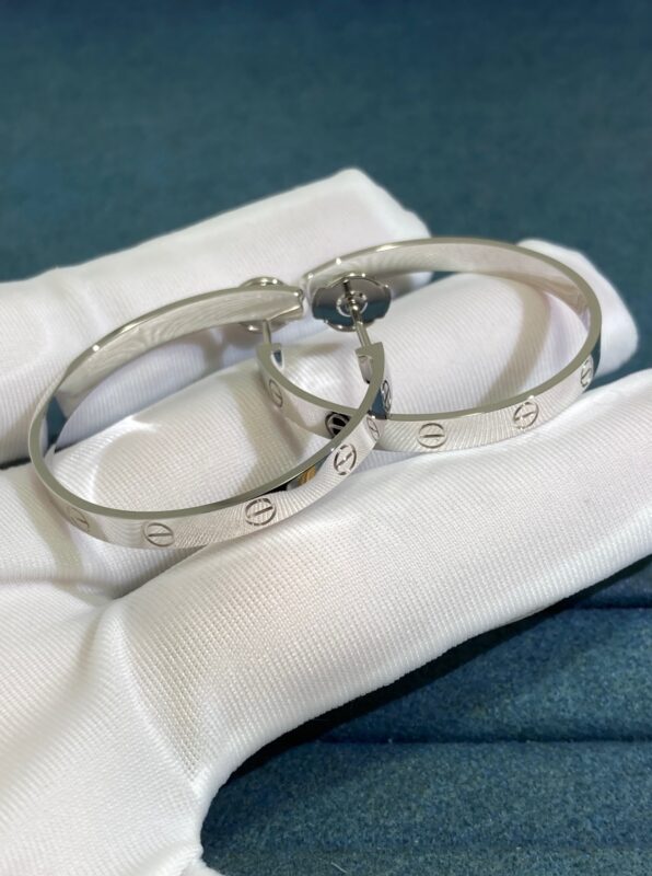 Cartier Love Screw Earrings, White Gold