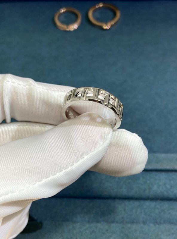 Tiffany Wide Openwork T Ring, White Gold