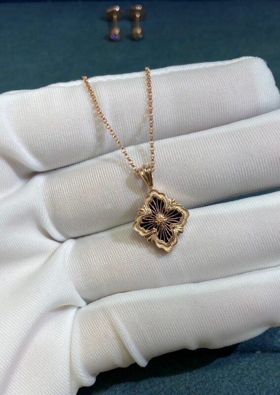 Black Onyx Buccellati Necklace, Rose Gold