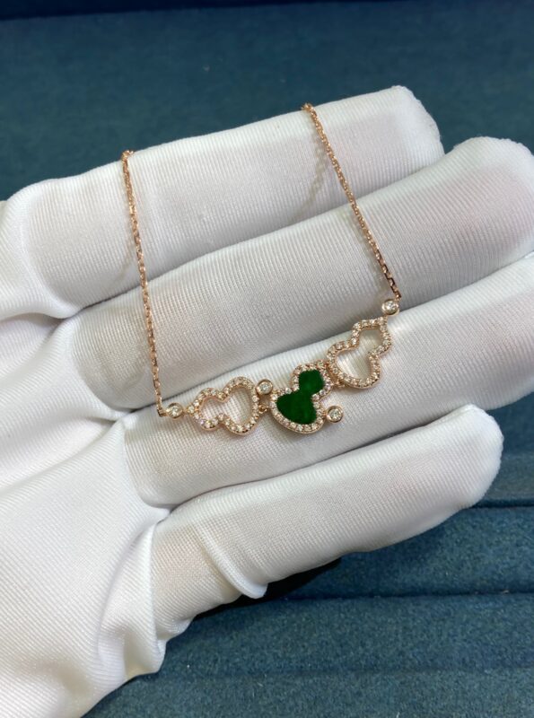 Jadeite Gourd Bracelet, Rose Gold