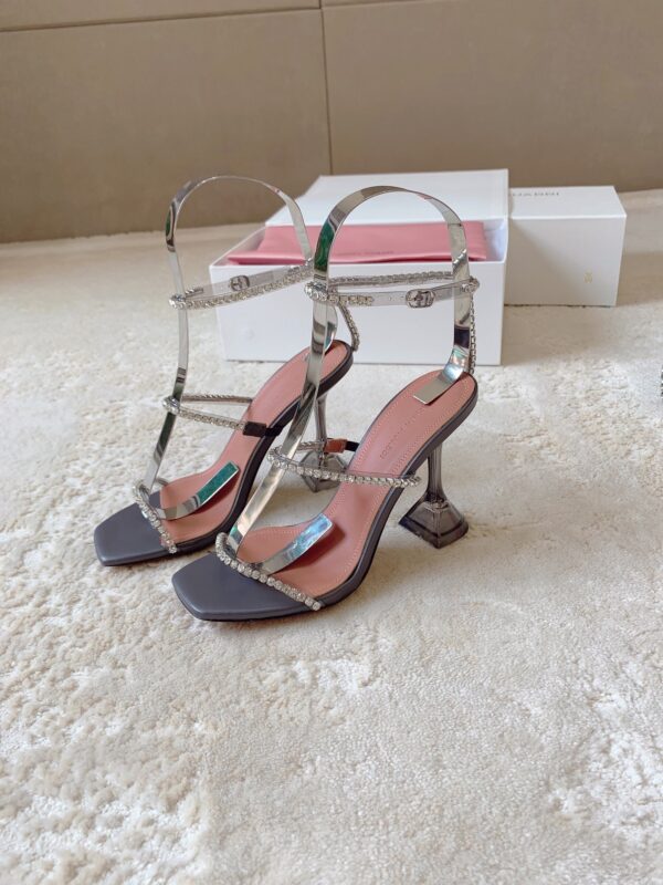 Amina Muaddi Rhinestone High Heel Sandals