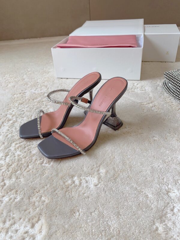 Amina Muaddi Rhinestone High Heel Sandals