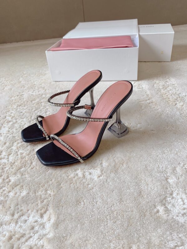 Amina Muaddi Rhinestone High Heel Sandals