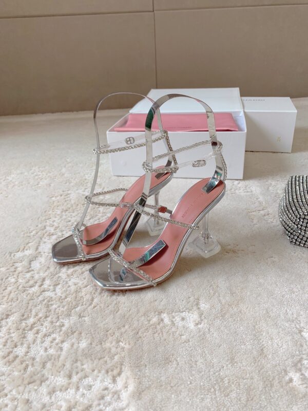 Amina Muaddi Rhinestone High Heel Sandals