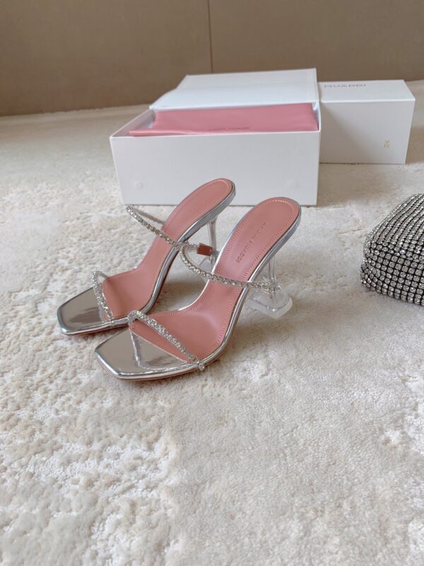 Amina Muaddi Rhinestone High Heel Sandals