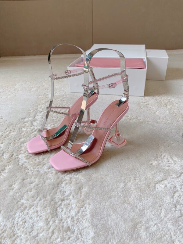 Amina Muaddi Rhinestone High Heel Sandals