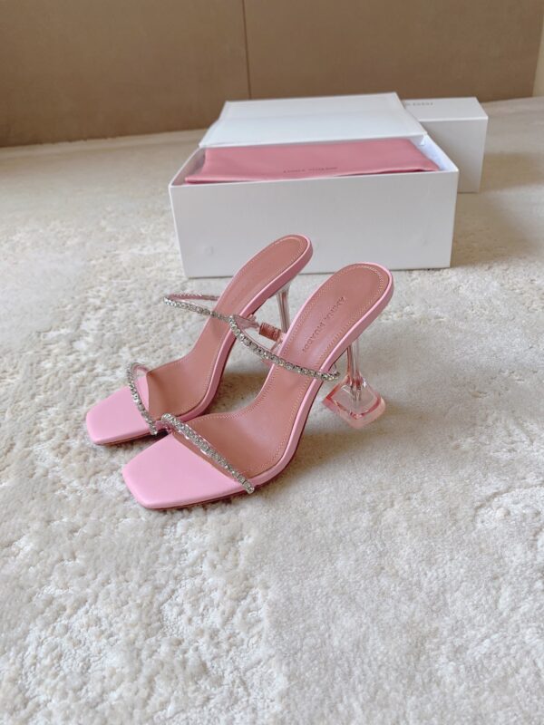 Amina Muaddi Rhinestone High Heel Sandals