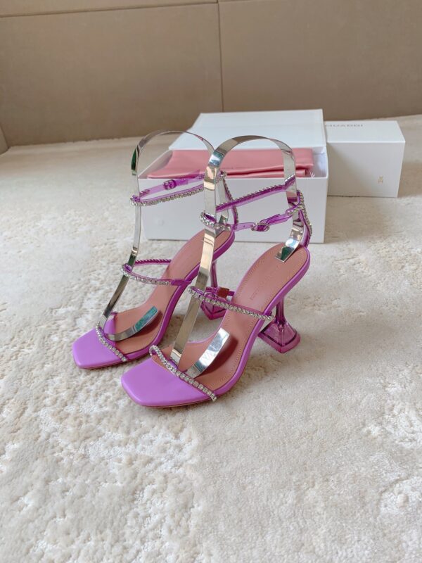 Amina Muaddi Rhinestone High Heel Sandals