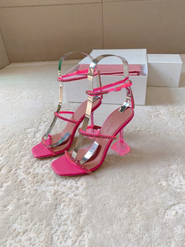 Amina Muaddi Rhinestone High Heel Sandals