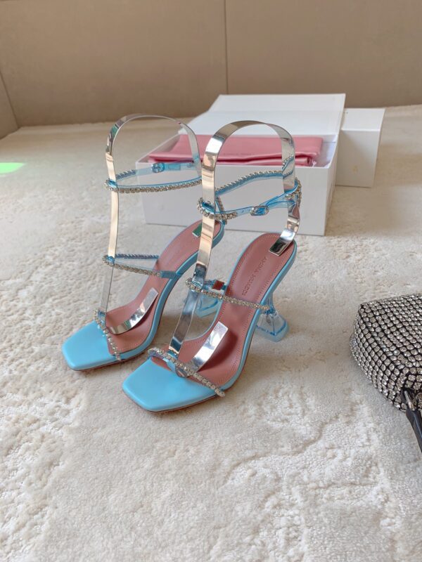 Amina Muaddi Rhinestone High Heel Sandals