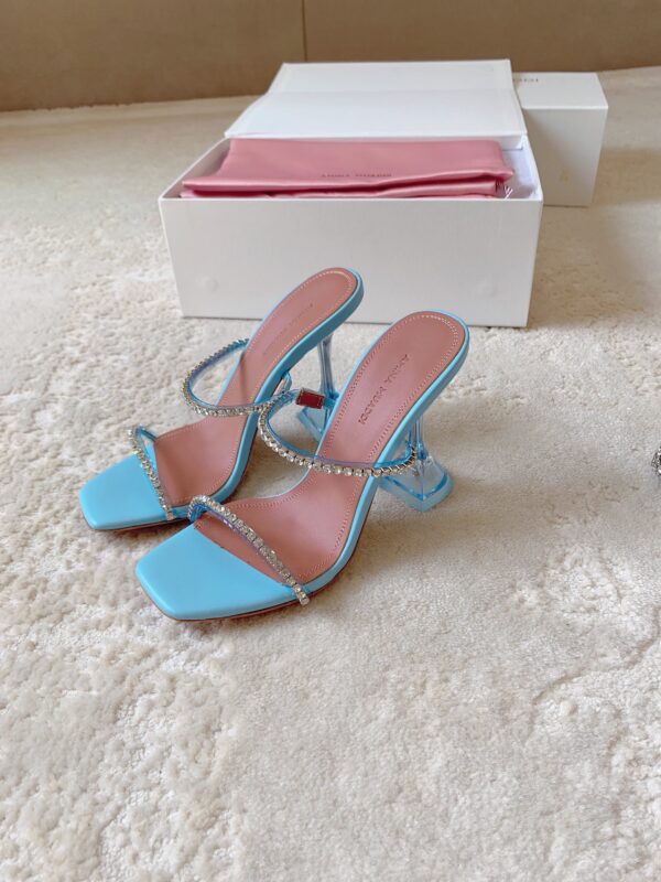 Amina Muaddi Rhinestone High Heel Sandals