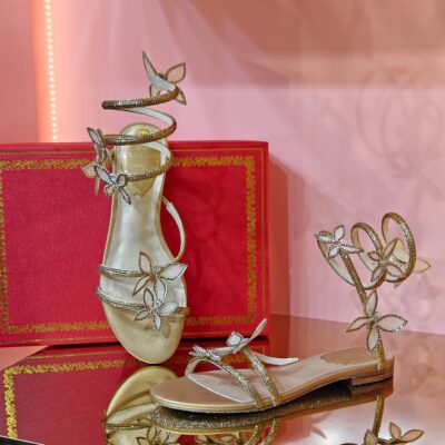 René Caovilla Butterfly Flat Sandals