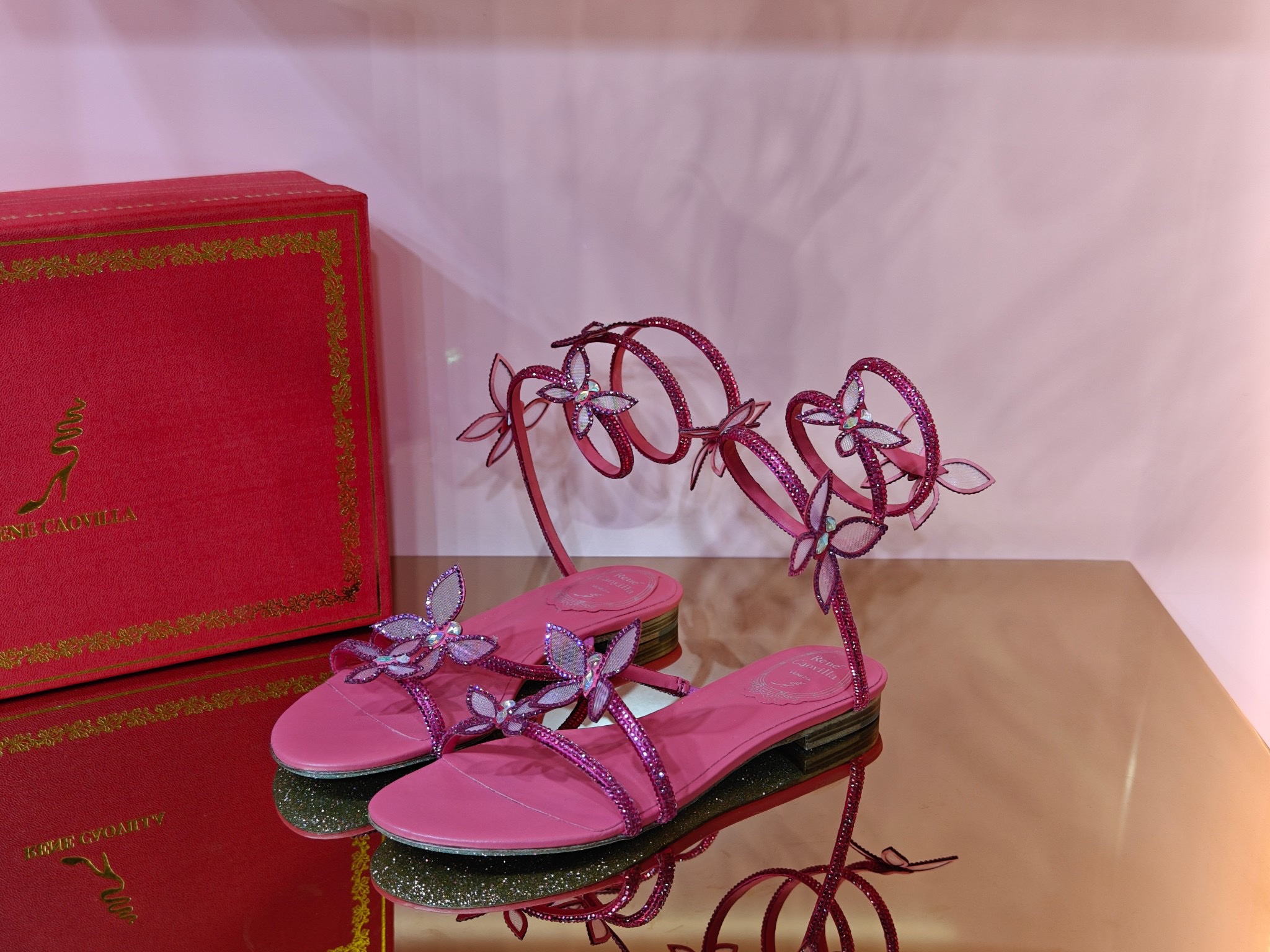 René Caovilla Butterfly Flat Sandals - Image 5