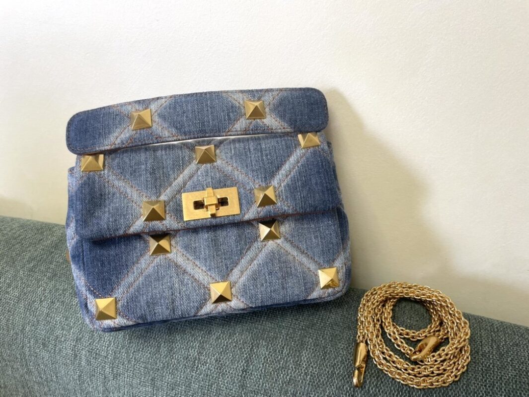 Valentino Medium Denim Chain Shoulder Bag