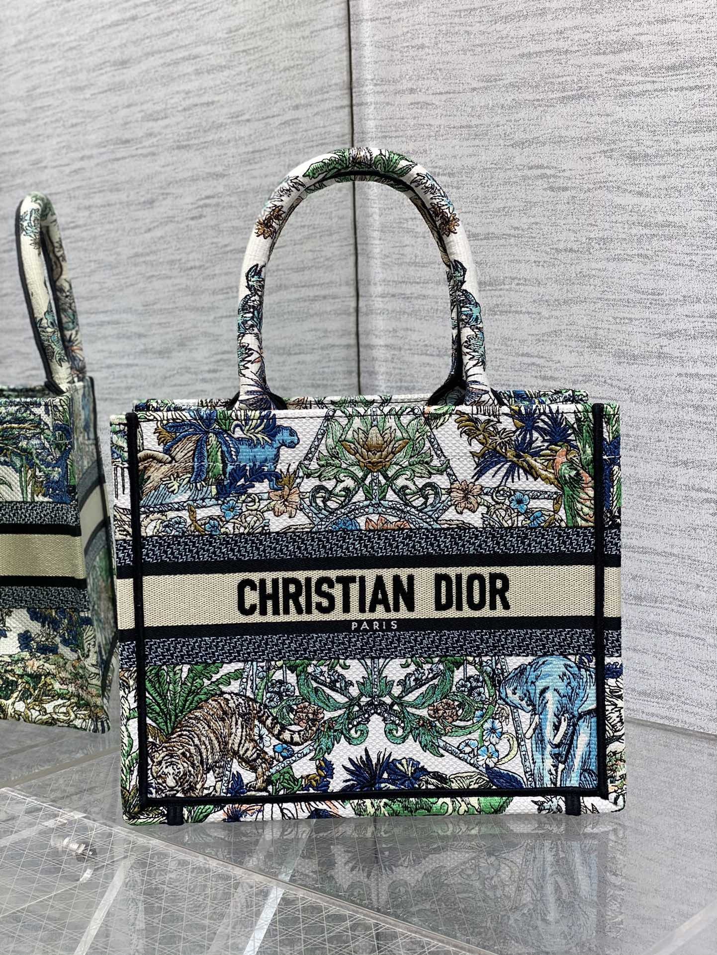 Dior Mini Tote Bag in Tiger Embroidery