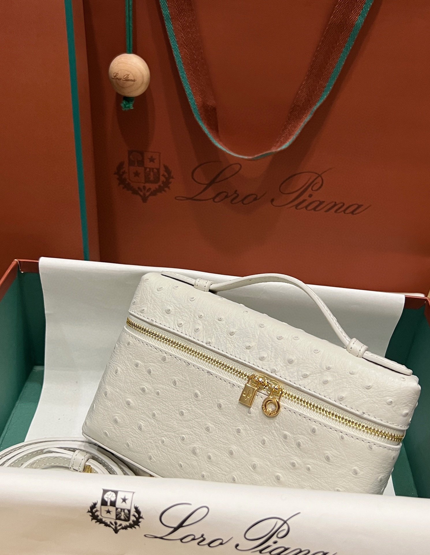 1000018662.jpg Loro Piana L19 in White Ostrich GHW - Image 1